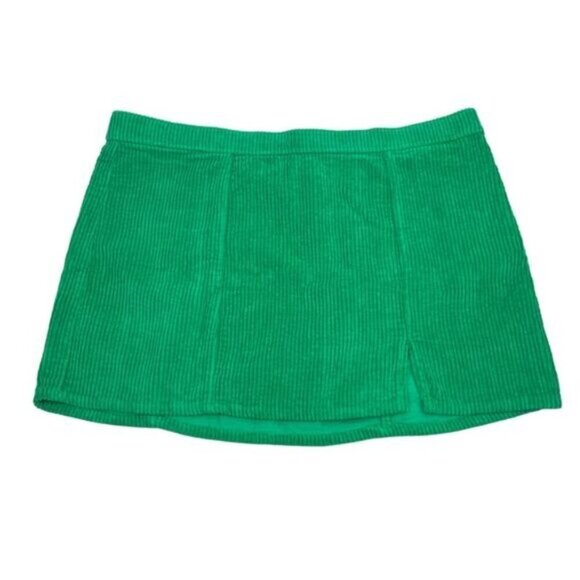 Aerie Women’s Green Corduroy Slit Mini Skirt Size Small - Picture 3 of 6